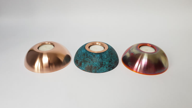 Set Of 3 Copper Tea Light Holders