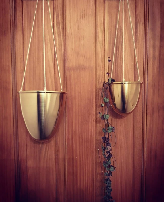 Handmade Solid Brass Hanging Plant Pots